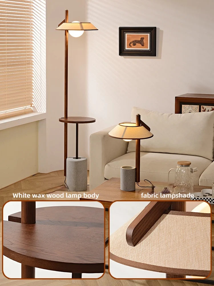 French Retro Wooden Floor Lamp Living Room Shelf Lamp Quiet And Stylish Bedroom Bedside Lights Room Decoration Table Light LED