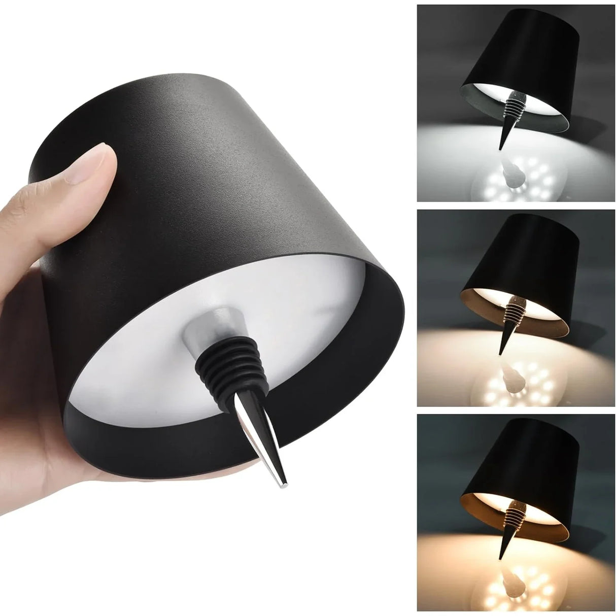 Wireless Bottle Table Lamp - 3 Colors Control + Stepless Dimming Night Light for Wine Bottles - Desk Lamp