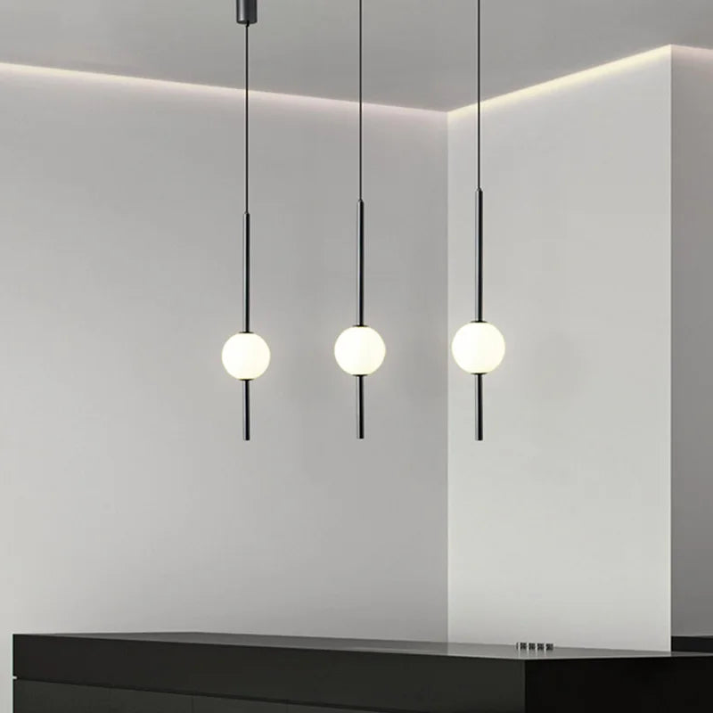 Modern Glass Pendant Lamps for Bedroom Led Chandelier Home Decor Bedside Hanging Suspension Lustre Minimalism Dining Room Lights