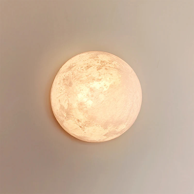Creative 3D Printing Moon Wall Lamps Modern Living Room Background Wall Decoration Hallway Aisle Stair Bedroom Bedside Wall Lamp