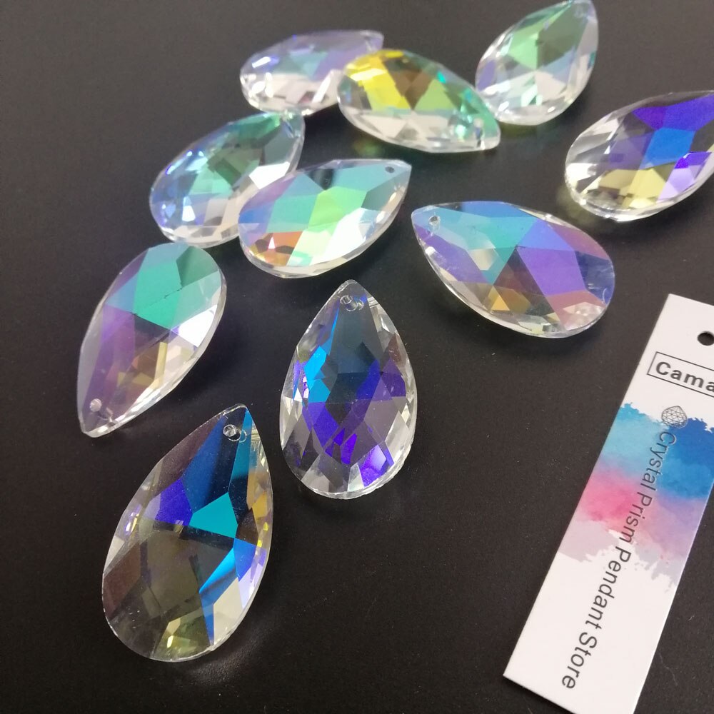 Camal 5Pcs AB Color Glass 38mm Teardrop K9 CRYSTAL Beads DIY Chandelier Pendant Part Lamp Prisms Jewellery Hanging Decoration