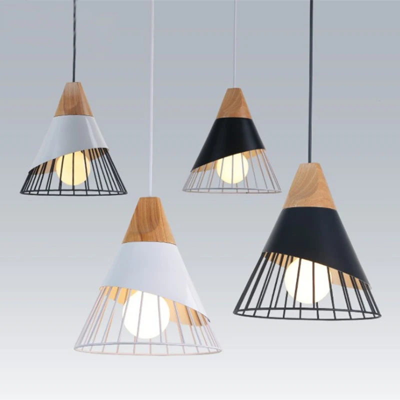 Modern personality E27 LED pendant lights black and white color hanging lamps for bedroom kitchen living room restaurant store