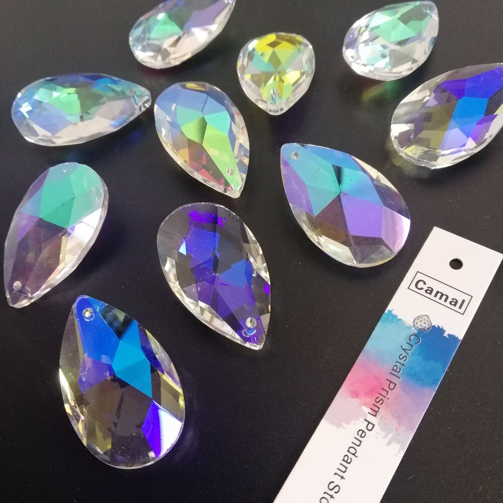 Camal 5Pcs AB Color Glass 38mm Teardrop K9 CRYSTAL Beads DIY Chandelier Pendant Part Lamp Prisms Jewellery Hanging Decoration
