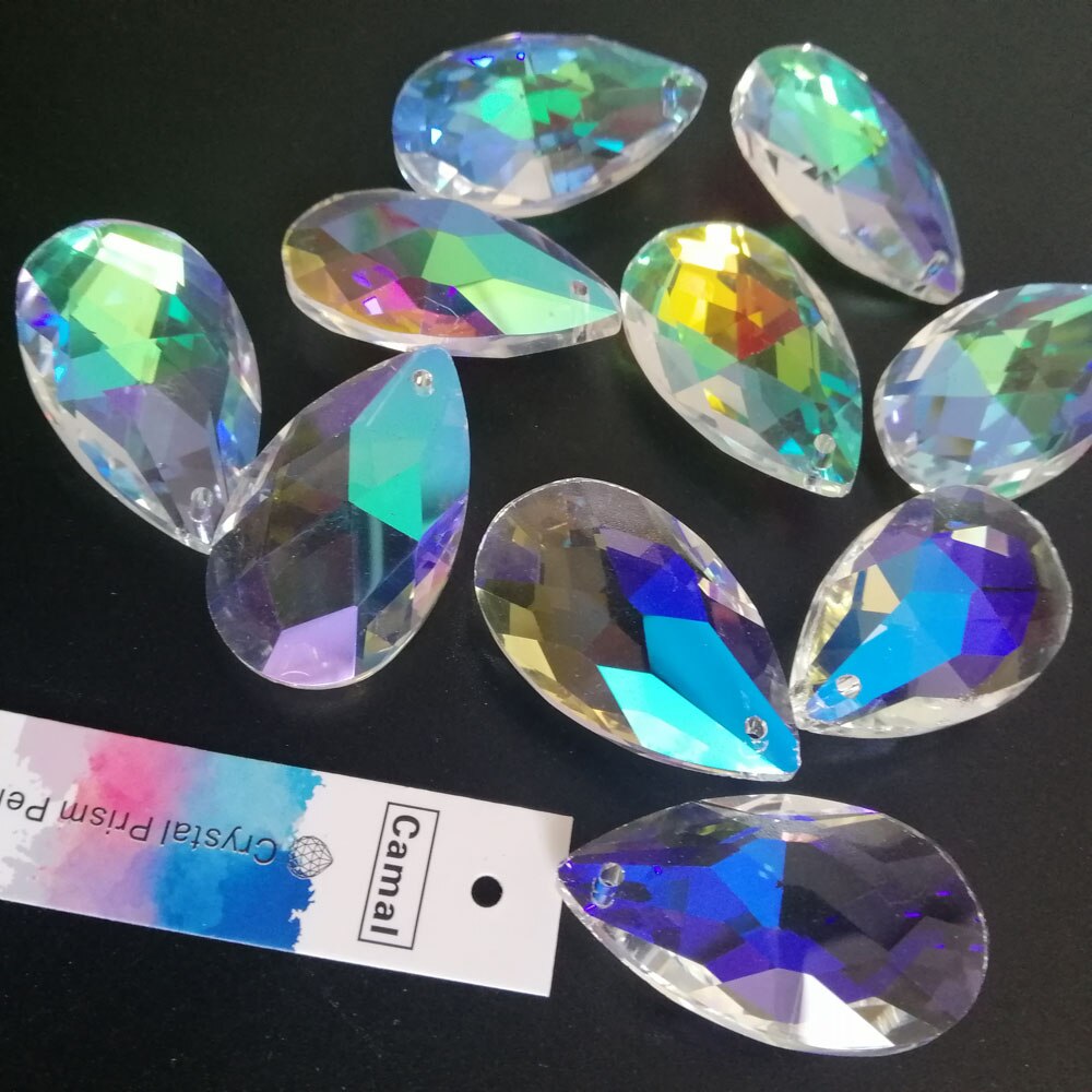 Camal 5Pcs AB Color Glass 38mm Teardrop K9 CRYSTAL Beads DIY Chandelier Pendant Part Lamp Prisms Jewellery Hanging Decoration