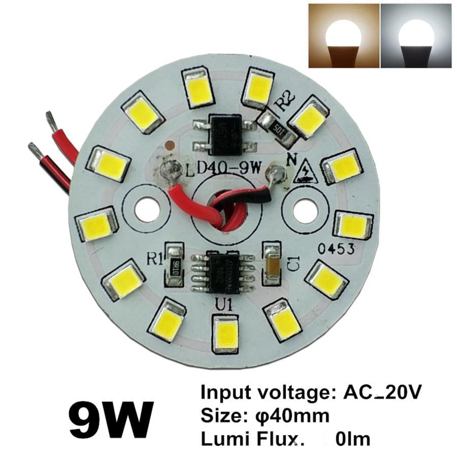 led pcb smd2835 with 20cm wire, led bead smart IC driver for bulb light, 3w 5w 7w 12w 15w 9W 40mm AC 220v downlight source