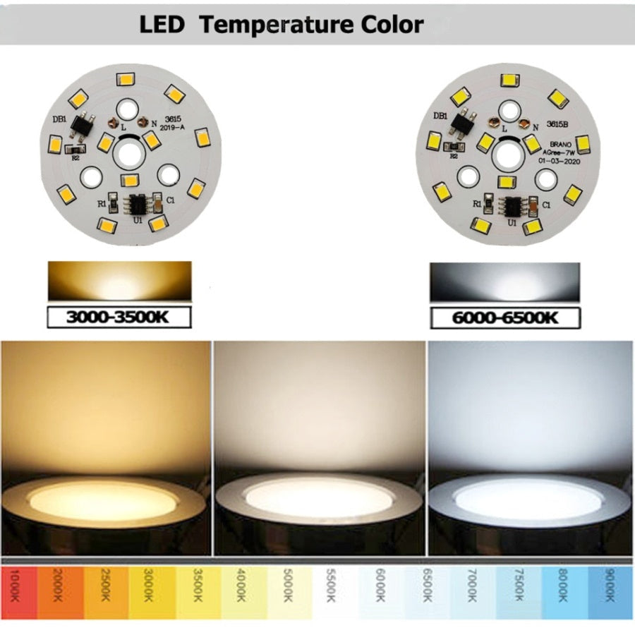 led pcb smd2835 with 20cm wire, led bead smart IC driver for bulb light, 3w 5w 7w 12w 15w 9W 40mm AC 220v downlight source