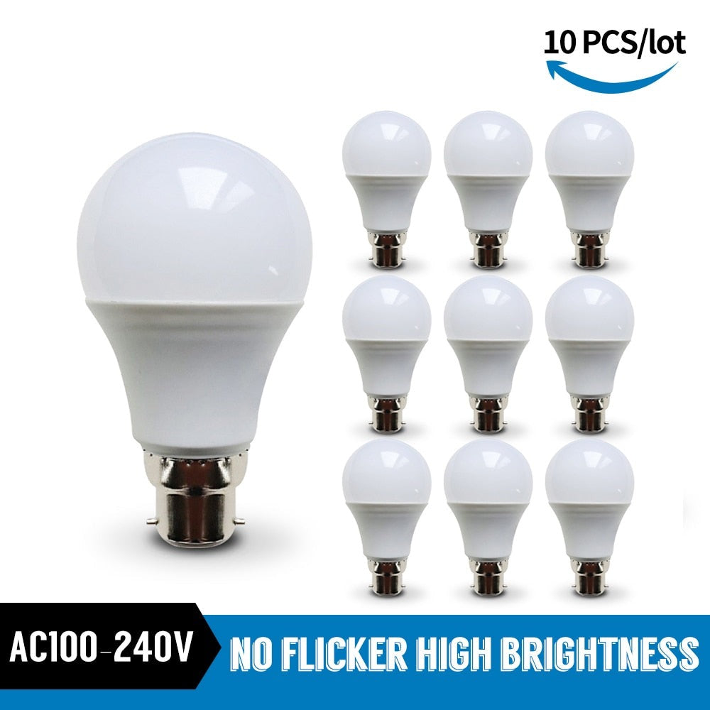 10pcs/lot LED Bulb B22 Lamp Bayonet Lampasa 21W 18W 15W 12W 9W 6W 3W Cold White Warm White Ball Light Bombillas AC 110V 220V 240V