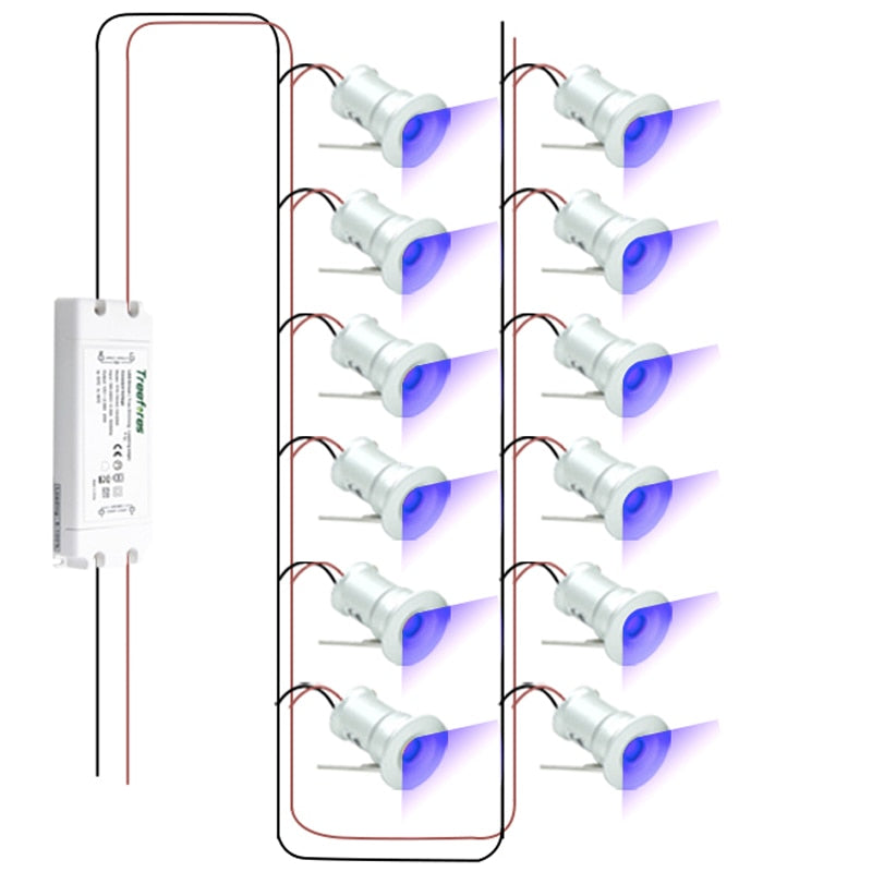 1W DC12V Mini LED IP65 RGB Spotlight + IP67 Power Supply House Outdoor Christmas Party Hall Star Spot Lightbulb Downlight Kit