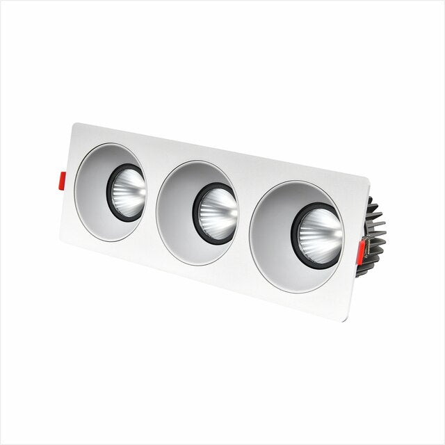 3 Heads Light Bulb Replaceable Recessed Downlight 30W 36W 45W 60W Angle Adjust Ceiling Spot Lights for Hotel TV Background Aisle