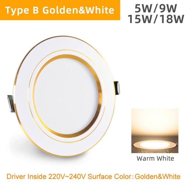 4pcs LED Spotlight 3W 5W 9W 12W 15W 18W LED Lamp AC 220V 240V Silver White Ultra Thin Indoor Round Recessed LED Spot Lighting