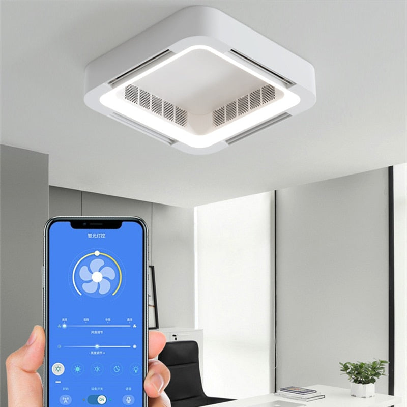 Invisible Bladeless Ceiling Fan Lamp With Light Remote Control Without Blades DC LED Circulator Decoration Bedroom Living Room
