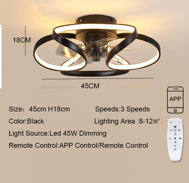 110V 220V Led Ceiling Fans Chandelier Bedroom Living Room Nordic Macaron Invisible Fan Light APP Remote Control Ceiling Fans