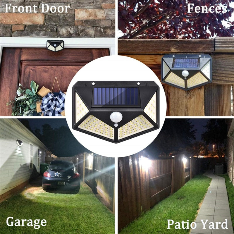 Solar Lights Outdoor 100 LED Solar Sensor Motion Light 3 Modes Outdoor Solar Wireless Lamp IP65 Waterproof Wall Lights