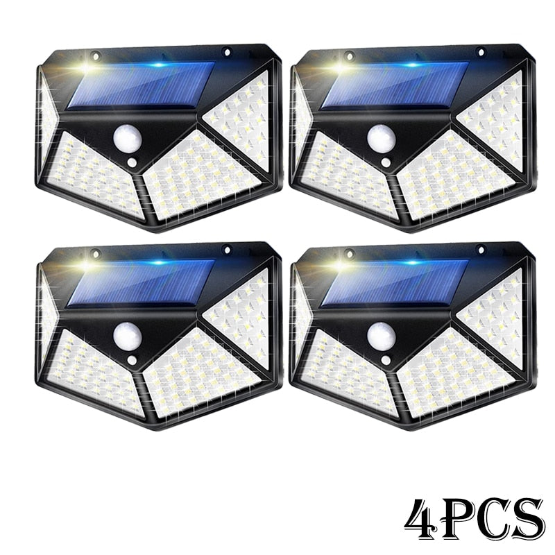 Solar Lights Outdoor 100 LED Solar Sensor Motion Light 3 Modes Outdoor Solar Wireless Lamp IP65 Waterproof Wall Lights