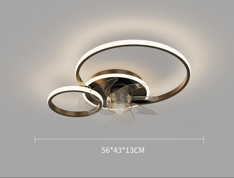 Bedroom decor led invisible Ceiling fan light lamp Home Decro Ceiling fans with lights remote control Black Gold Smart
