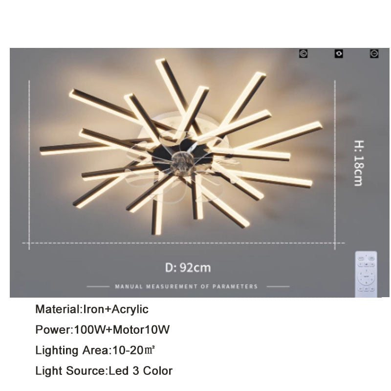 New 110V 220V Nordic Ceiling Fan Living Room Led Invisible Fan Lamp Ceiling Bedroom Fan Remote Control Reversible Blades Fans