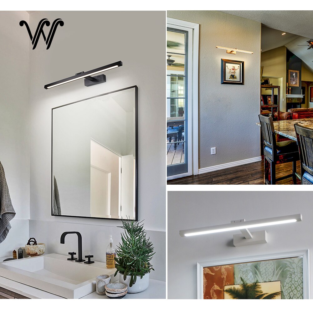 LED Bathroom Light 80cm 100cm Interior Wall Light Fixtures Modern Interior Wall Light Black White Gold Silver Wall Lamp Inside