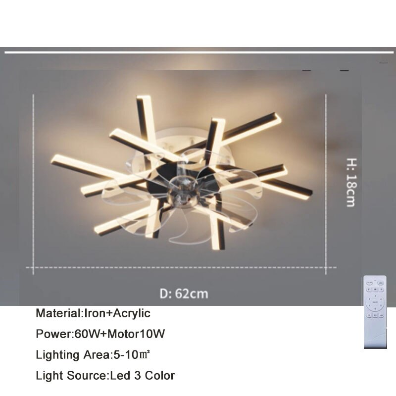 New 110V 220V Nordic Ceiling Fan Living Room Led Invisible Fan Lamp Ceiling Bedroom Fan Remote Control Reversible Blades Fans