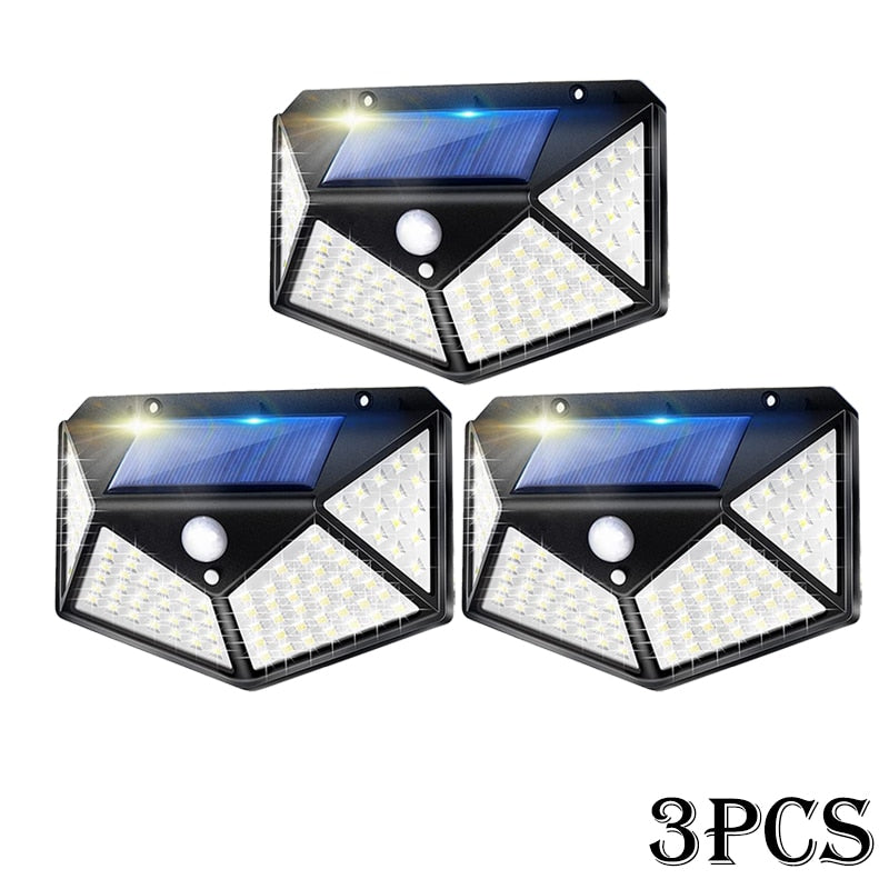 Solar Lights Outdoor 100 LED Solar Sensor Motion Light 3 Modes Outdoor Solar Wireless Lamp IP65 Waterproof Wall Lights