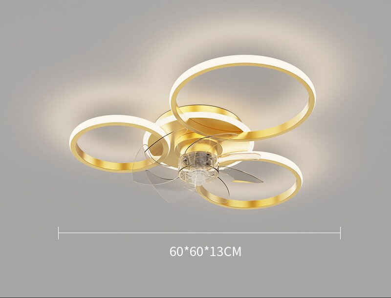 Bedroom decor led invisible Ceiling fan light lamp Home Decro Ceiling fans with lights remote control Black Gold Smart