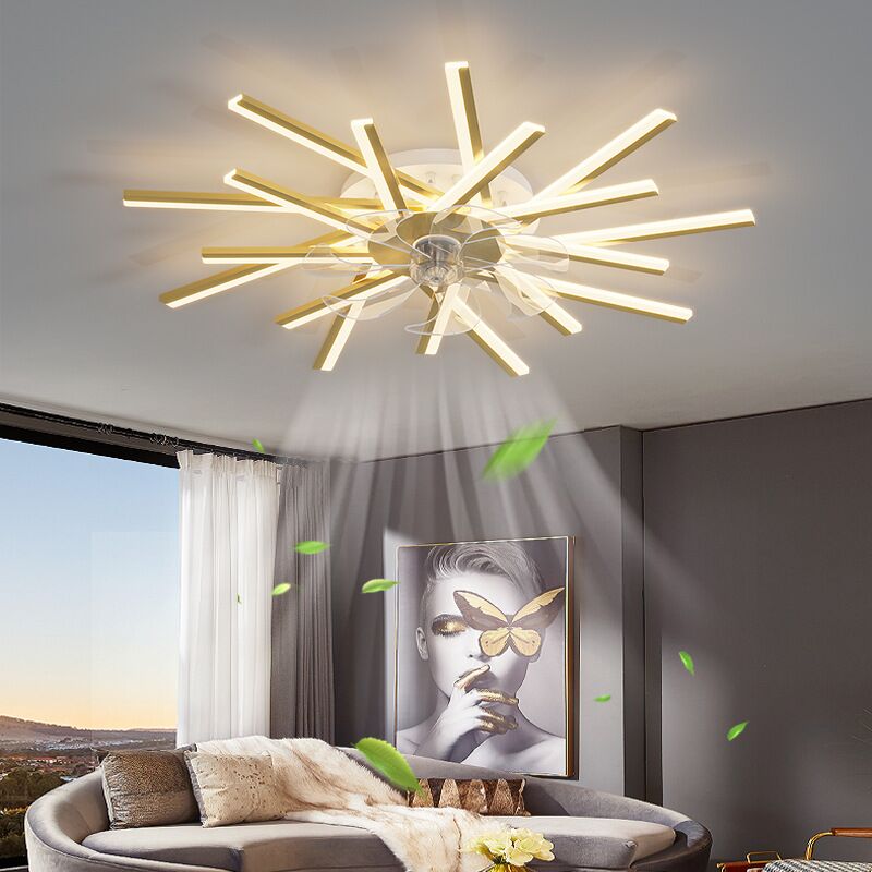 New 110V 220V Nordic Ceiling Fan Living Room Led Invisible Fan Lamp Ceiling Bedroom Fan Remote Control Reversible Blades Fans