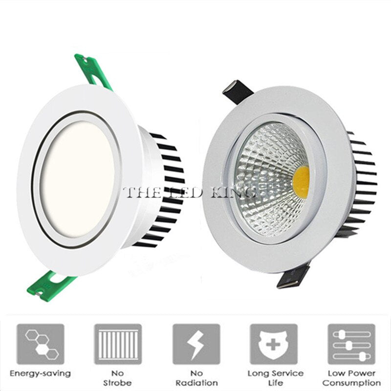 Angle Adjustable 7W/9W/12W/15W/18W LED COB Downlight Dimmable 3000K/6000K Epistar Ceiling Lamp Recessed Spot Light Home Decor