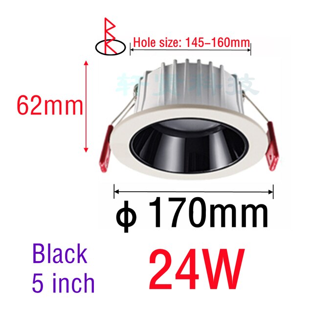 Anti-glare LED Downlight Recessed LED Ceiling Light Black/White Dimmable Bedroom Kitchen Tri-color Light LED Spotlight