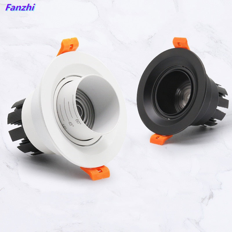 Dimmable LED embedded zoom 15-60 degree COB downlight 5W7W10W 12W 15W 20W24W ceiling light spotlight AC110-220V indoor lighting