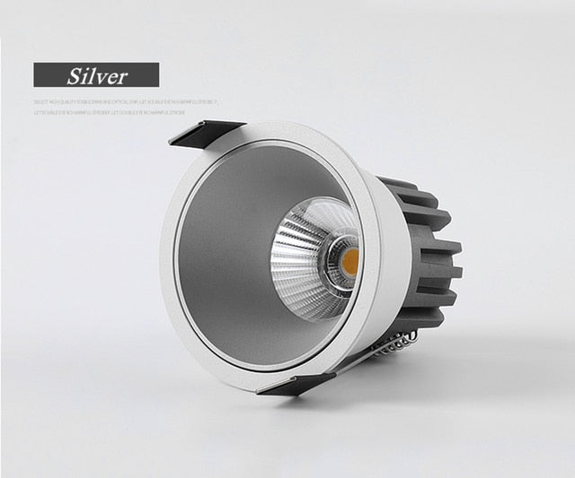 Dimmable Recessed Anti Glare COB LED Downlights 9W/12W/15W LED Ceiling Spot Lights AC85~265V Background Lamps Indoor Lighting