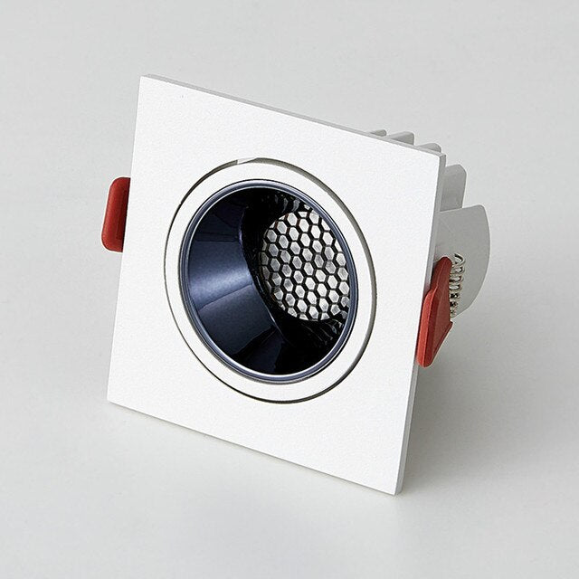 Dimmable Square Angle Adjustable Anti Glare Recessed LED Downlight 7W 12W 15w 20w 85-265V COB Ceiling Kitchen Living Room Indoor