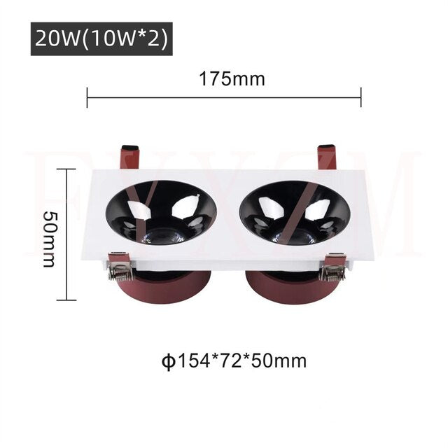 Embedded surface mounted various styles COB spotlight led adjustable angle 24° bedroom living room downlight 10W 20W 30W 40W