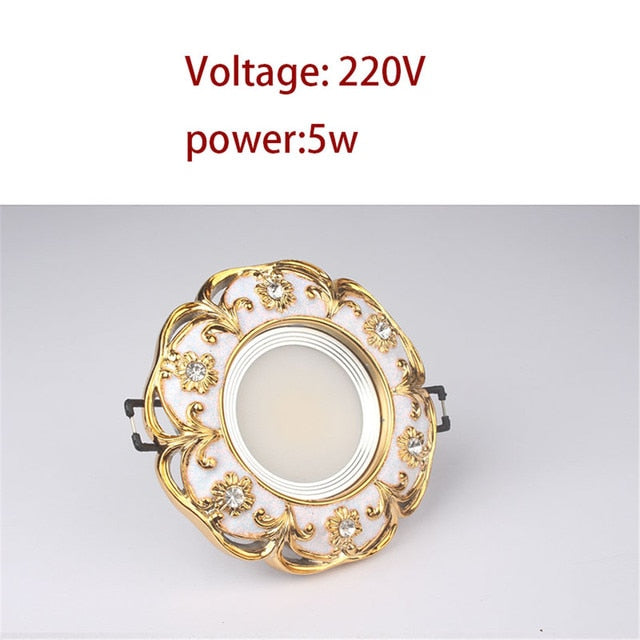 European Gold Garland Laciness White Led Downlights For Ceilings Kitchen Living Room Loft 5W 7W 7.5Cm Hole Indoor Recessed Lamp