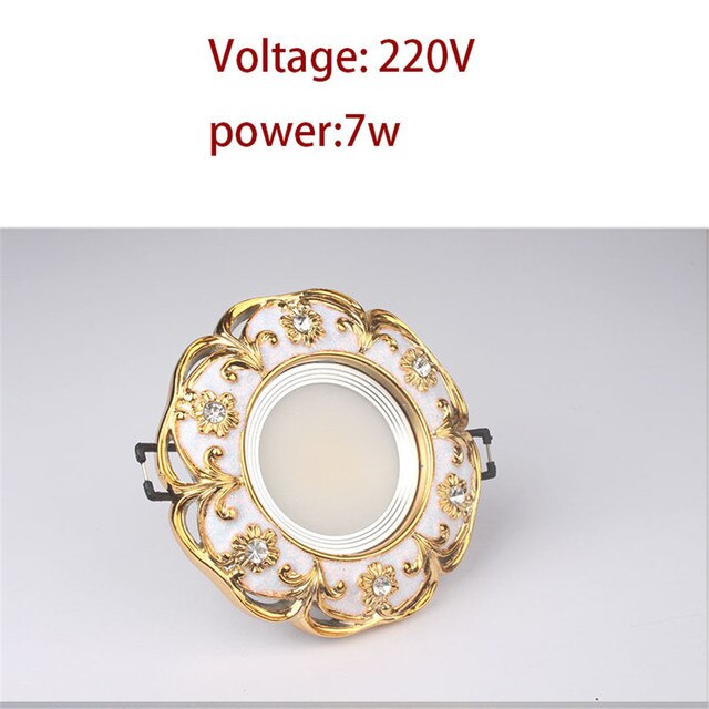 European Gold Garland Laciness White Led Downlights For Ceilings Kitchen Living Room Loft 5W 7W 7.5Cm Hole Indoor Recessed Lamp