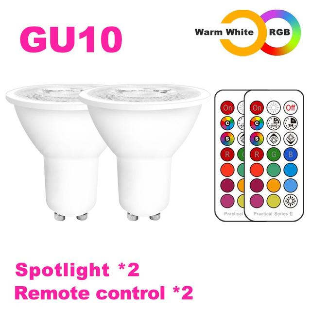 GU10 LED Lamp E27 Night Smart Spot Light Bulb Color Spotlight Neon Sign RGB Tape With Controller Lighting COB 220V 110V Dimmable
