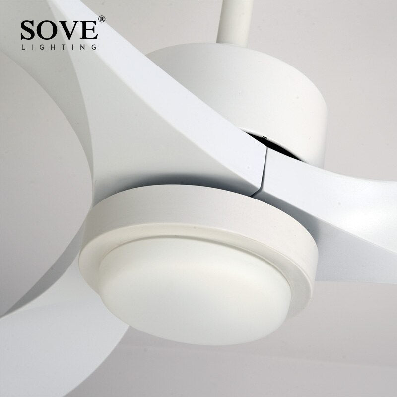 SOVE Black Modern Led Ceiling Fans With Lights Simple Ceiling Light Fan With Remote Control White Fan Lamp Ventilador De Techo