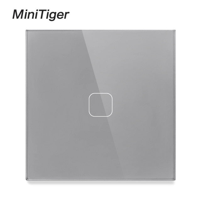 Minitiger EU Standard Luxury White Crystal Glass Switch Wall Light Touch Switch , 1 Gang 1 Way Touch Switch