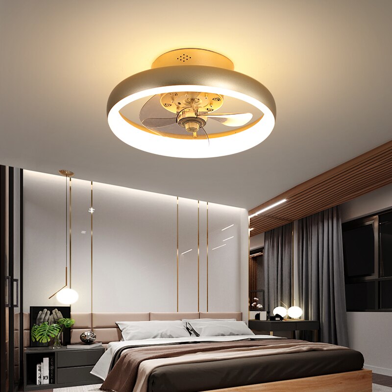 Modern simple ceiling fan transparent crystal decorative LED remote control lighting bedroom fan lamp free delivery