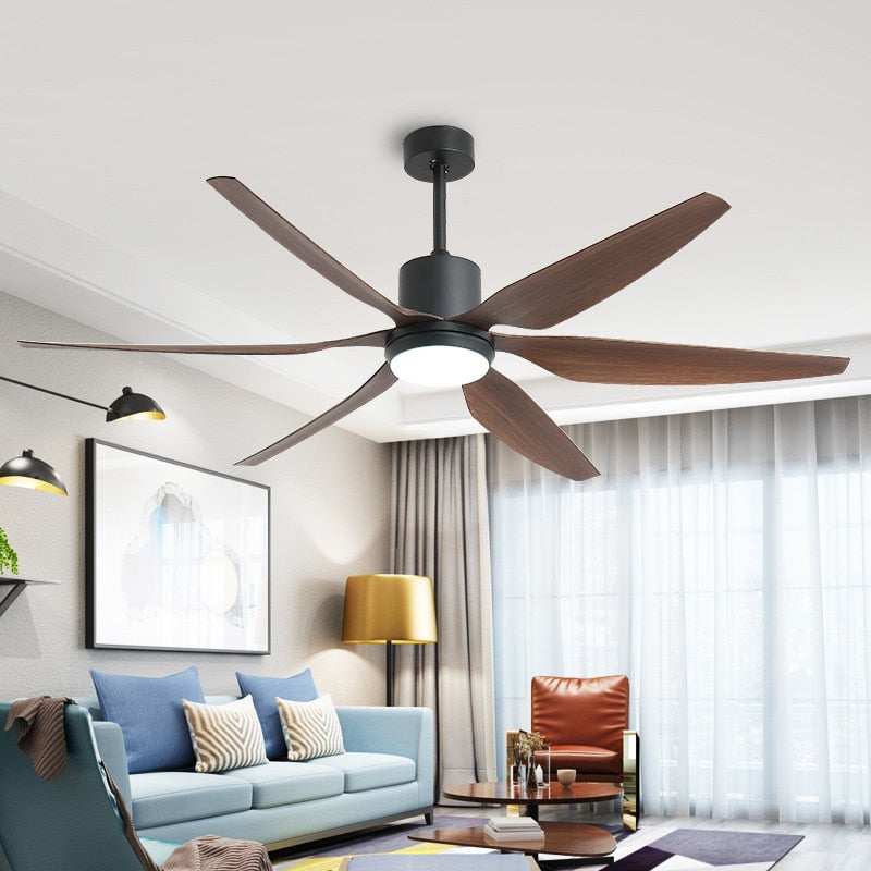 66 inch Nordic large country industrial wind ceiling fan LED light DC American retro remote restaurant living room ceiling fans