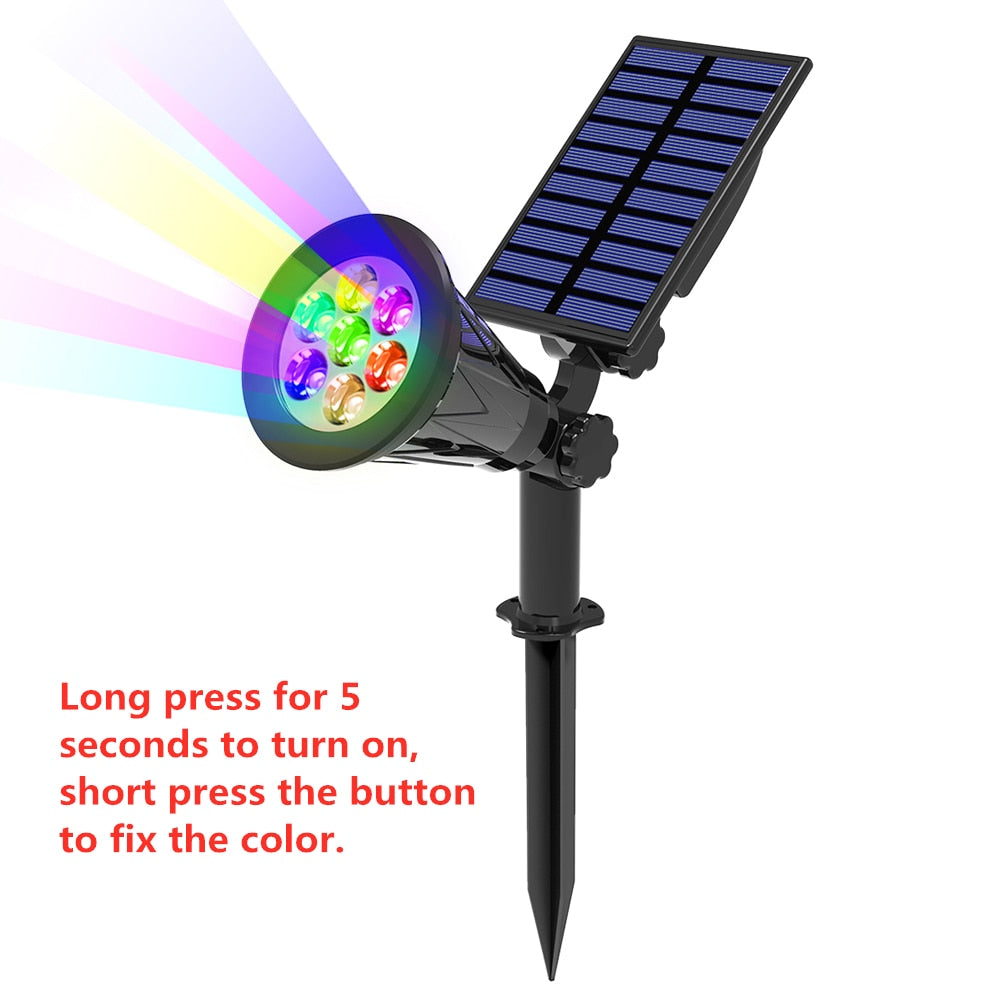 T-SUNRISE Solar Powered 4/7 LED Lamp Adjustable Solar Spotlight In-Ground IP65 Waterproof Landscape Wall Light Outdoor Lighting