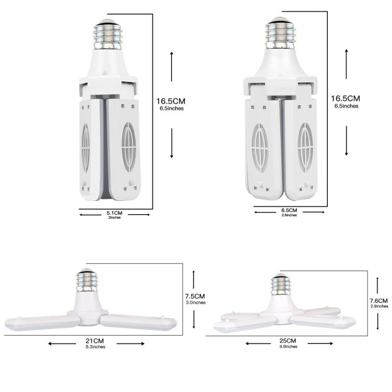 Bright Garage Light White Light Adjustable Panels Led Lamp E27 Ceiling Folding Fan Install Lamp Garage Living Room High Quality