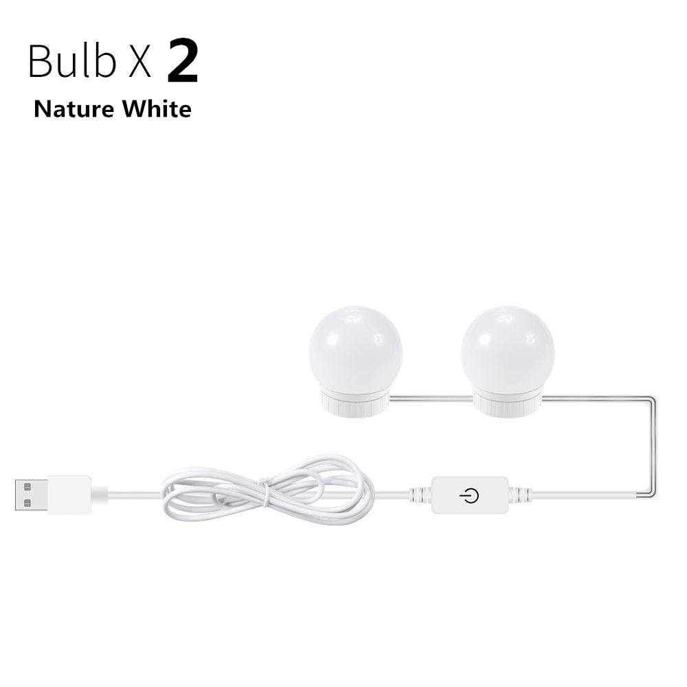 LED Makeup Mirror Light Bulbs USB Hollywood Make up Lamp Vanity Lights Bathroom Dressing Table Lighting Dimmable LED Wall Lamp