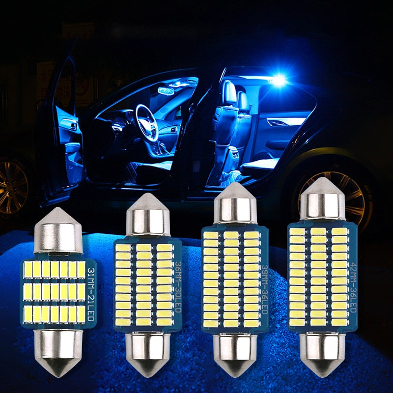 1X Festoon Car LED Interior Reading Light 4000K Warm White 6000K C5W C10W 31mm 36mm 39mm 41mm Auto Room Ceiling Dome Lamp 12V
