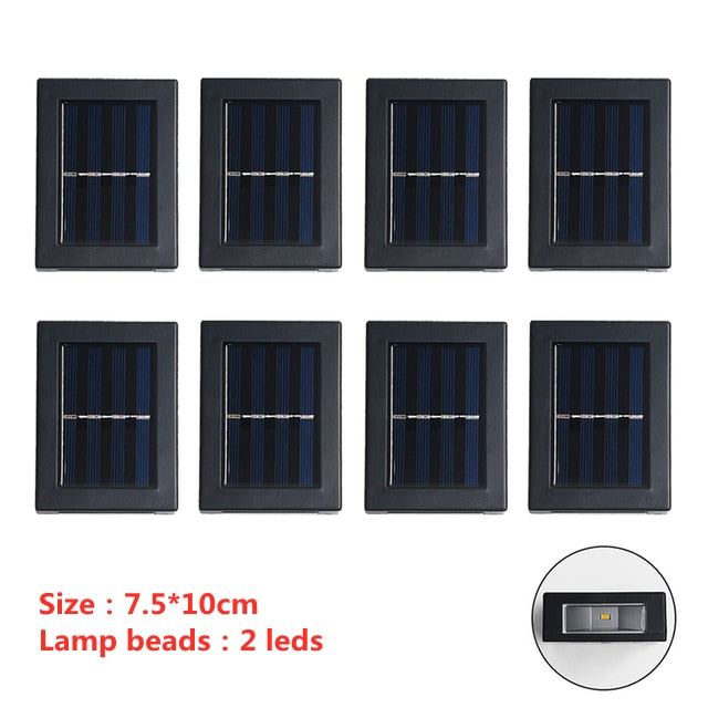 6 LED Solar Wall Lamp Outdoor Waterproof Up and Down Luminous Lighting Garden Decoration Solar Lights Stairs Fence Sunlight Lamp