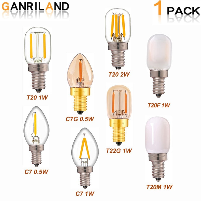 Ganriland Edison Led Candle Light Bulb E12 E14 Effect Dimmable Bulb C7 0.5W T22G 1W Home For Decor Lighting Ampoule Candle Bulb