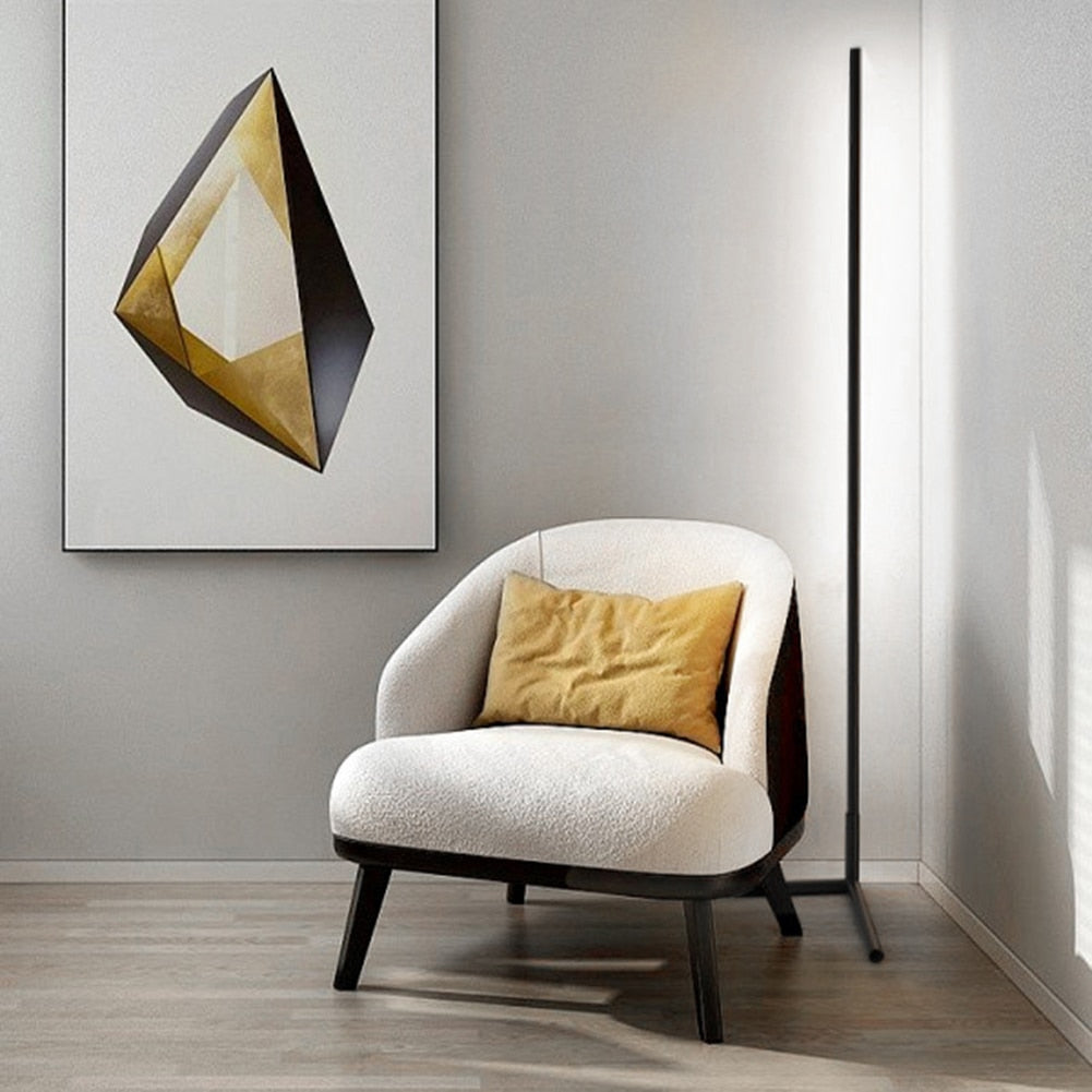 Nordic LED Floor Lamp Modern Simple Warm White Corner Rod Light for Living Room Bedroom Interior Atmosphere Standing Indoor