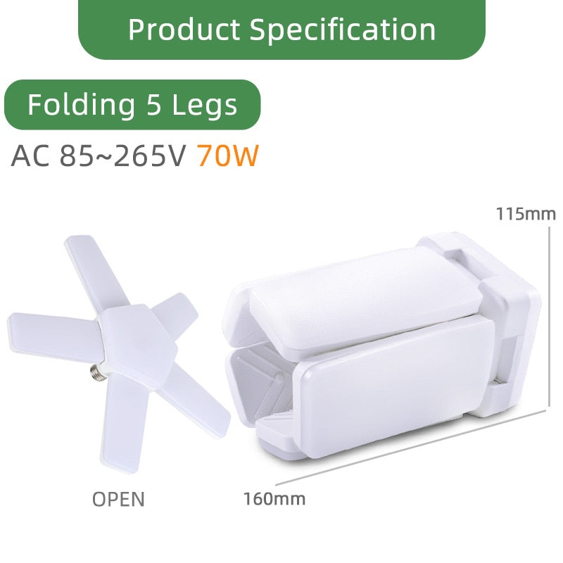 Kaguyahime 1/2pcs LED E27 Bulb 40W Football Bulb AC 85-265V Foldable Fan Blade Bulb Spotlight Lampada For Home Ceiling Light