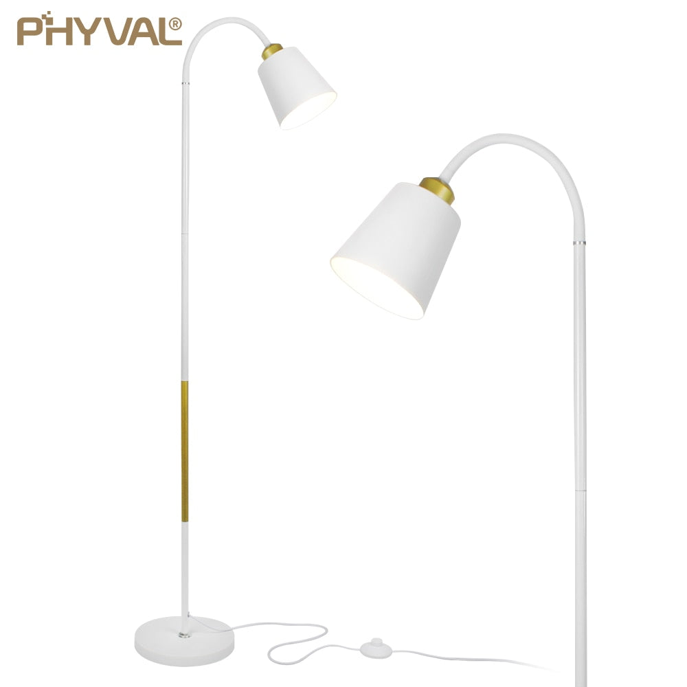 PHYVAL Nordic Floor Lamps Creative Living Room Bedroom Study LED Bulb Modern Dimming Reading Black&White Adjustable Floor Lights