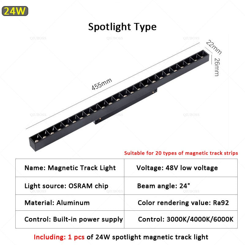 QIUBOSS Modern Magnetic Track Lights Embedded LED Spotlight Downlight Living Room Without Main Light Lighting Grille Lamp Series
