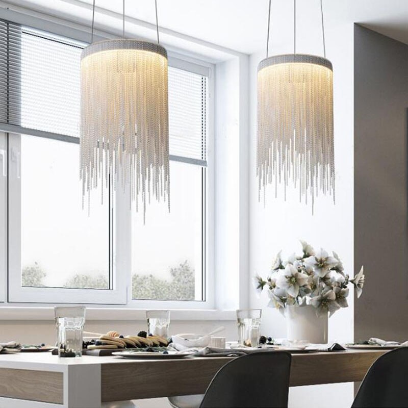 Modern Aluminum chandelier Lamp Novelty Aluminum Chains LED chandelier Light Dining Room Living Room Bedroom Light