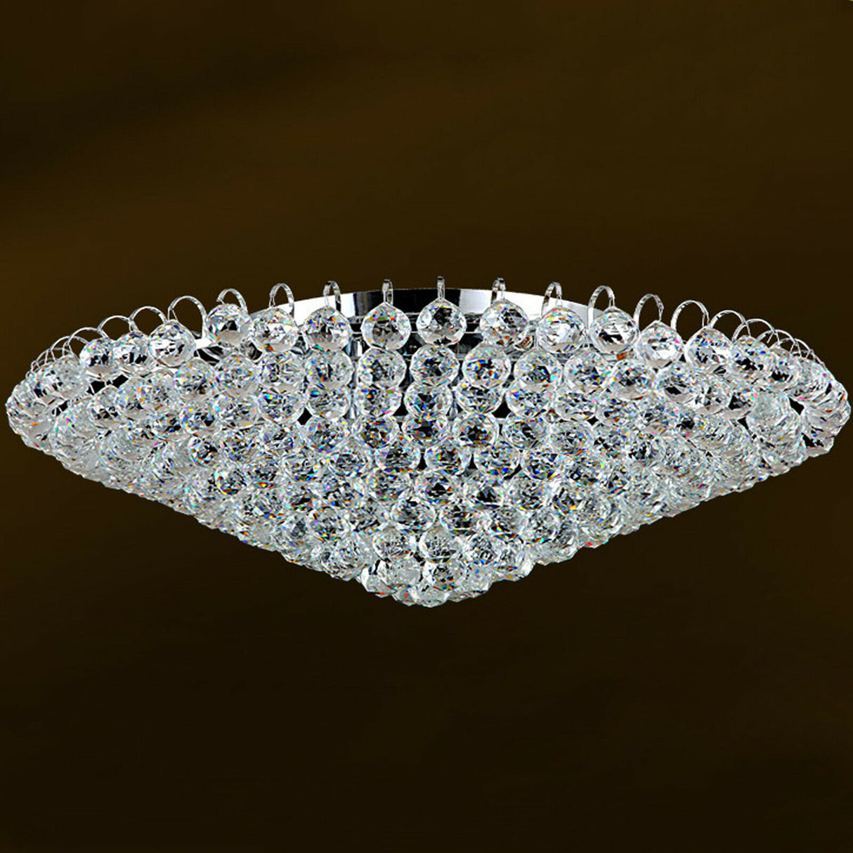 Modern K9 Translucent Crystal Chandelier Circle Ring Flush Mount Hanging Ceiling Light for Living Dining Bedroom